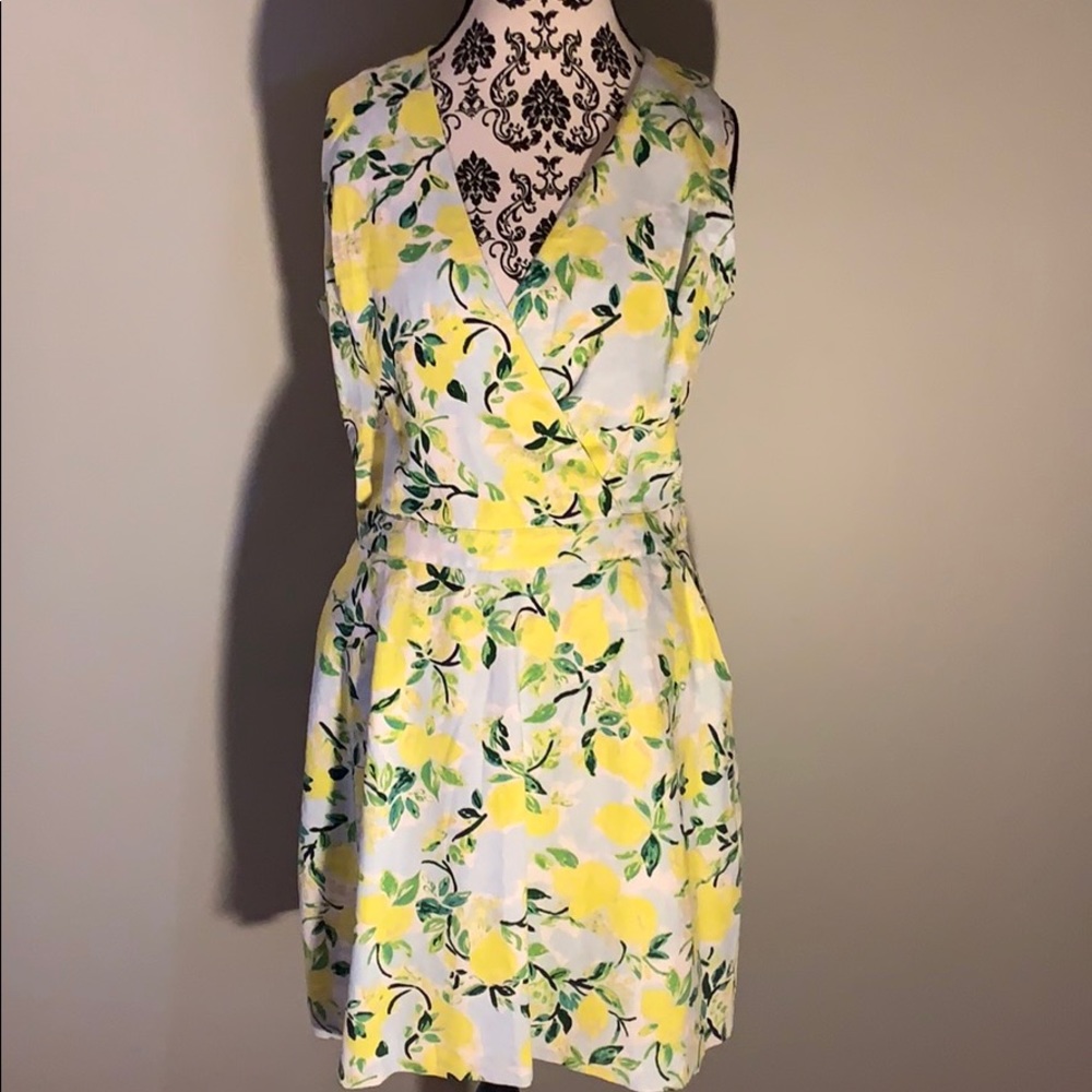 1901 Tie Front Lemon Print Mini Dress - Picture 5 of 14